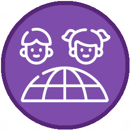 Infografika - chlopiec i dziewczynka nad kulą ziemską